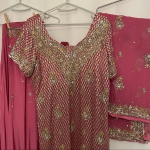 Blush & Gold Salwar Kameez Indian 3-Piece Set – Punjab/Pakistan Style